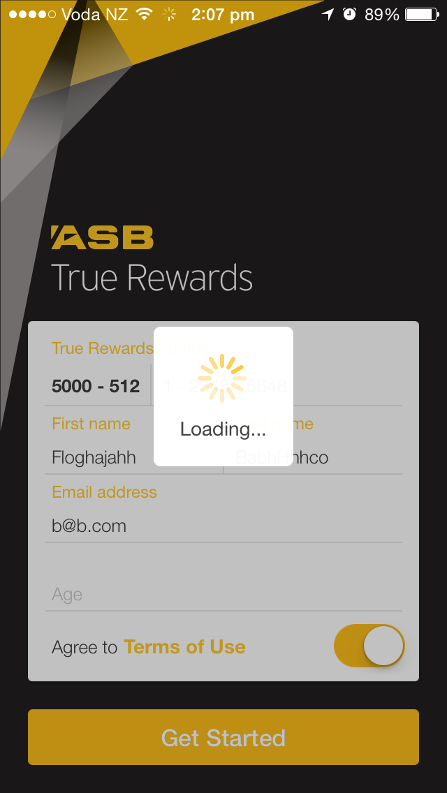 ASB True Rewards secondary screen