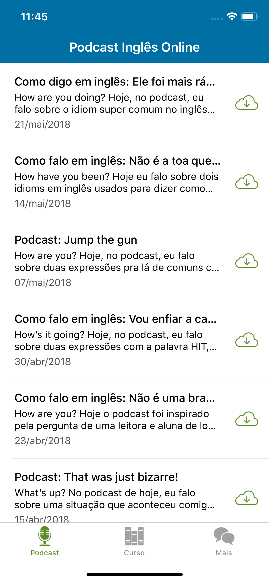 Inglês Online secondary screen