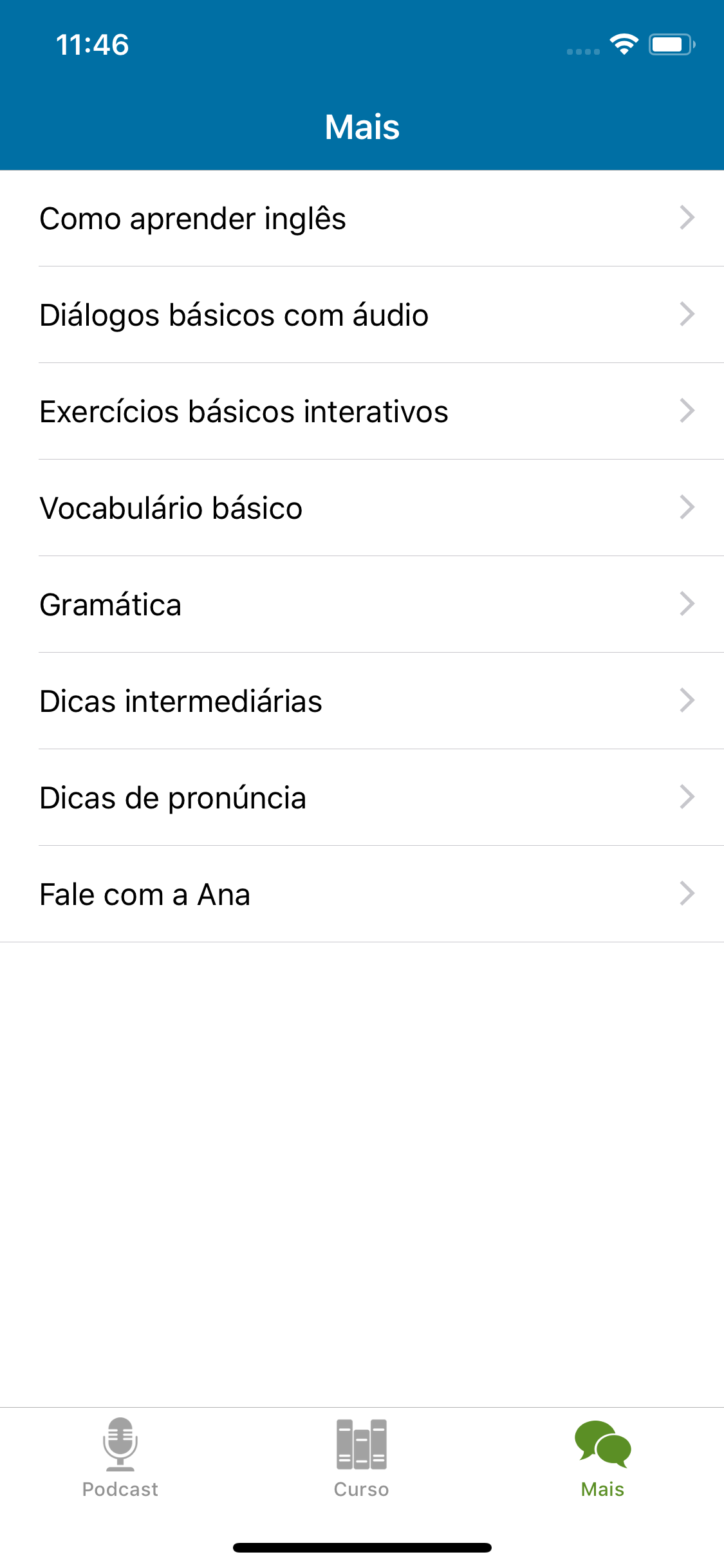 Inglês Online secondary screen