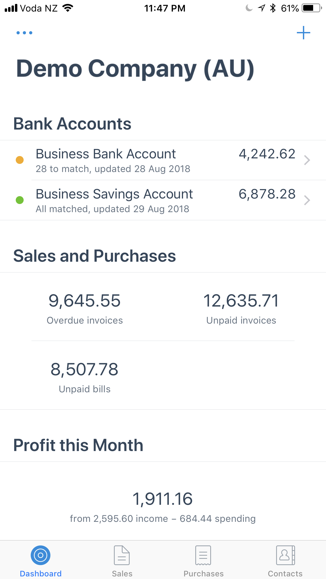 Xero secondary screen